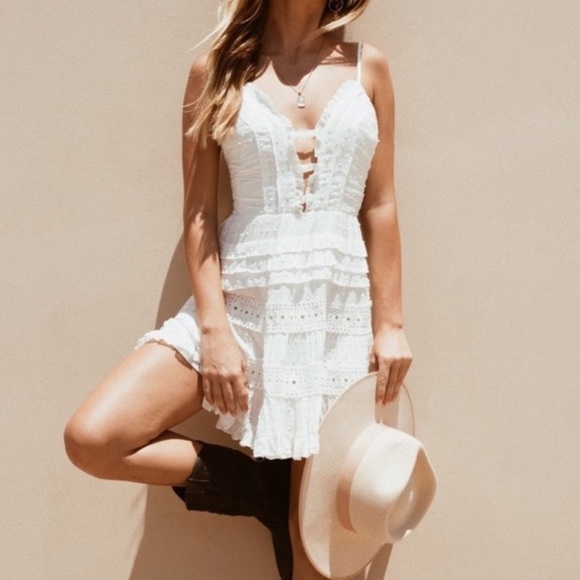 White Princess Polly Spaghetti Strap Ruffle Dress (Size US 0, NEW WITH TAGS) - Picture 2 of 5